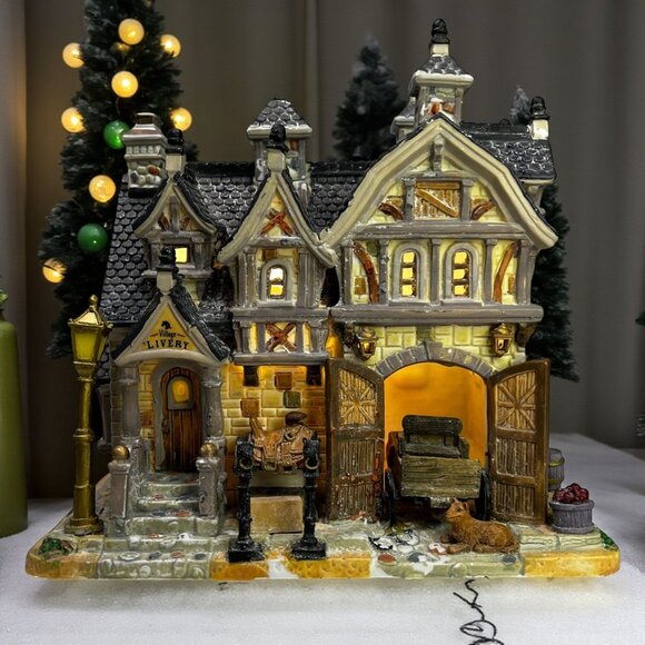 Lemax Village Livery Lighted Christmas Village Building (Damaged - Heavy Wear) - Picture 1 of 15